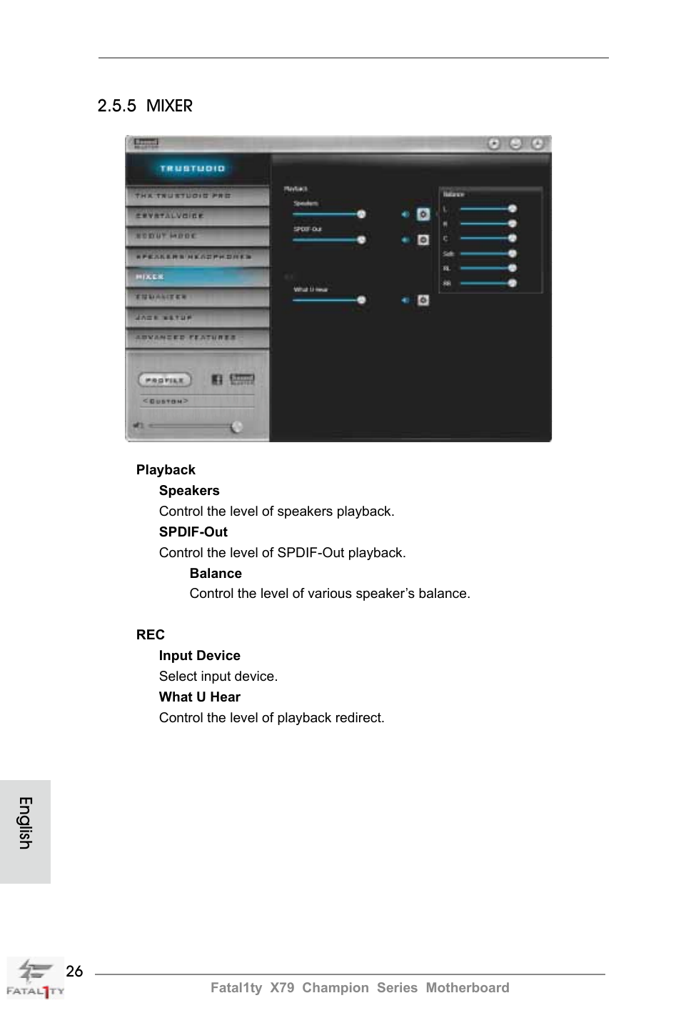 English 2.5.5 mixer | ASRock Fatal1ty X79 Champion User Manual | Page 26 / 265