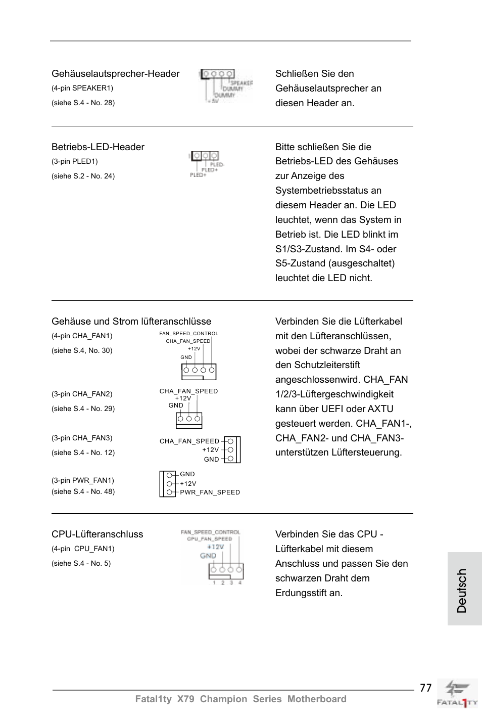 Deutsch | ASRock Fatal1ty X79 Champion User Manual | Page 77 / 265