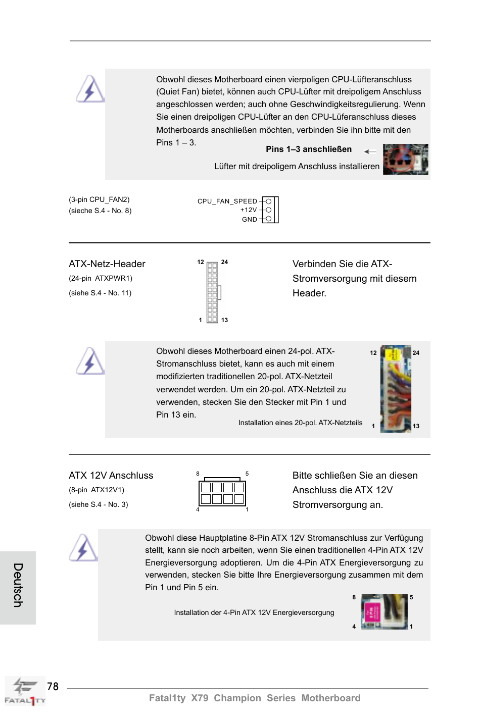Deutsch | ASRock Fatal1ty X79 Champion User Manual | Page 78 / 265