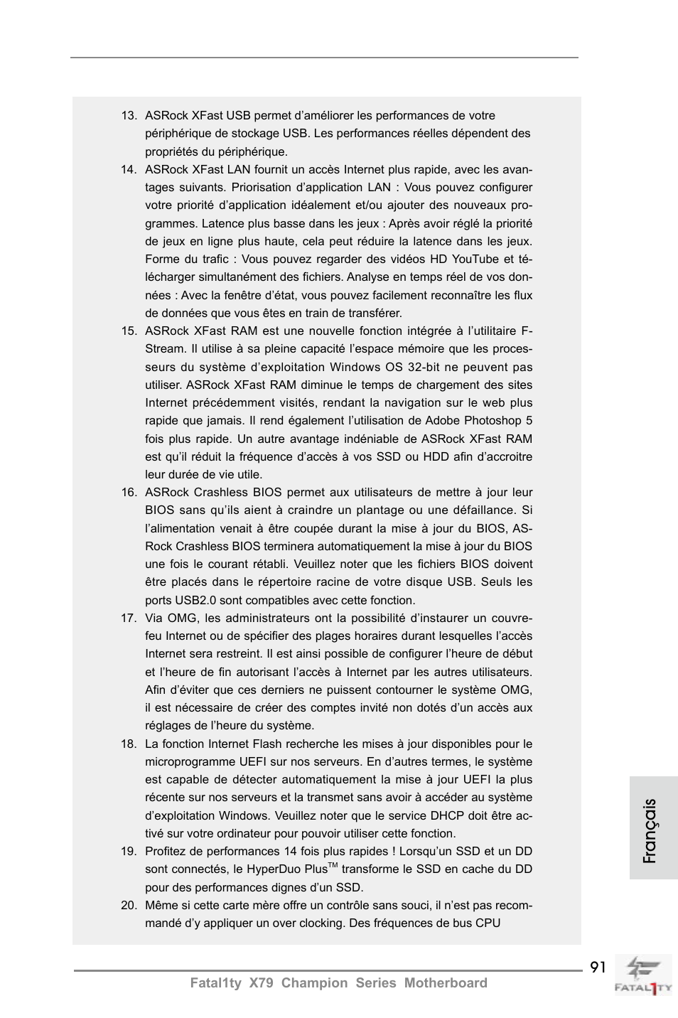Français | ASRock Fatal1ty X79 Champion User Manual | Page 91 / 265