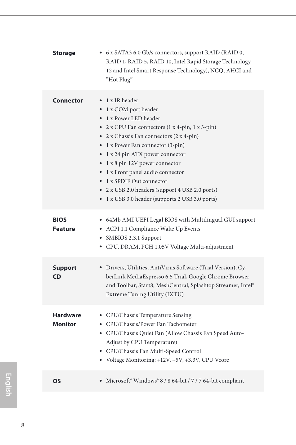 English | ASRock Z87 Pro3 User Manual | Page 10 / 150