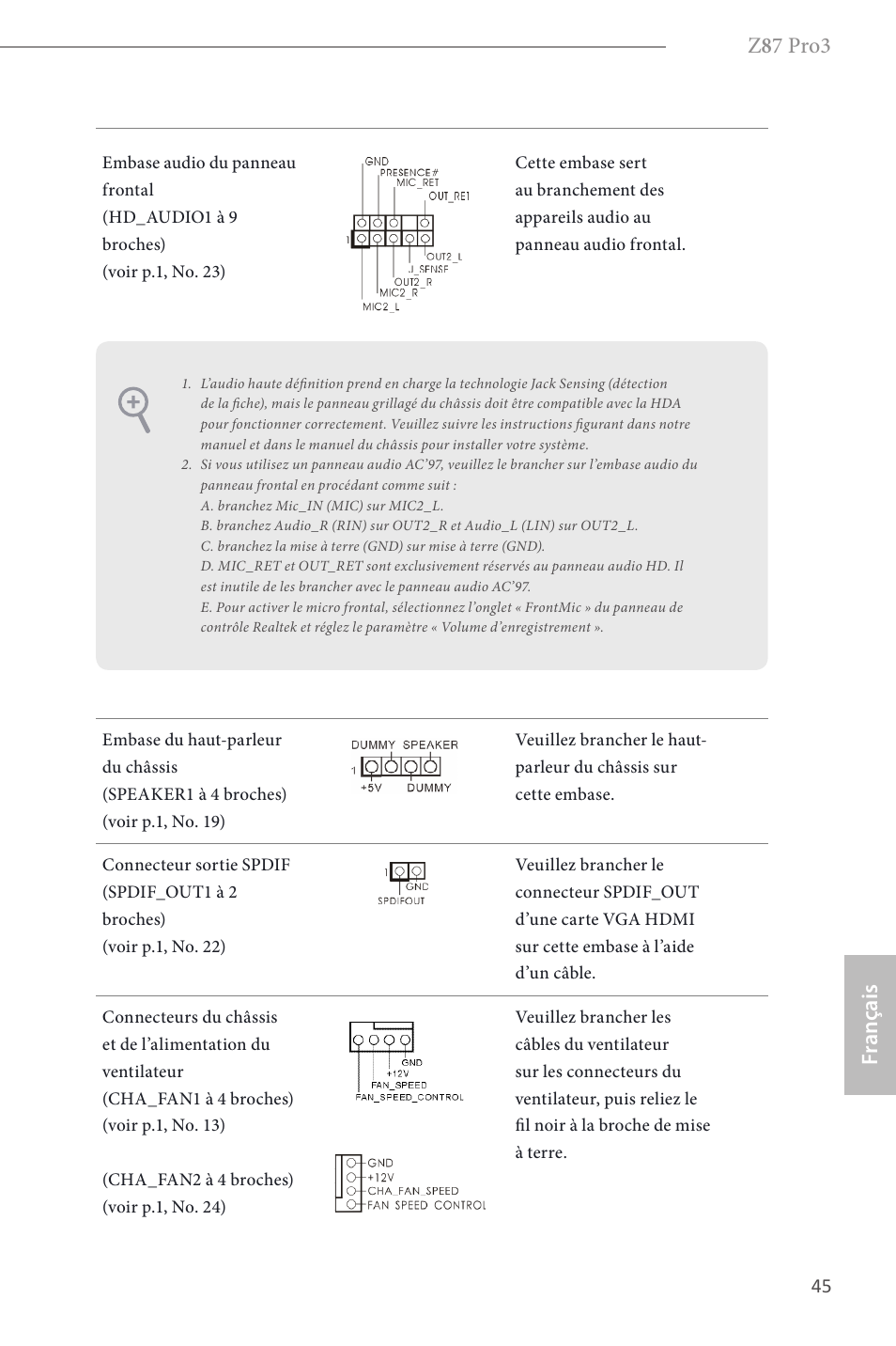 Z 8 7 pro3, Fr ançais | ASRock Z87 Pro3 User Manual | Page 47 / 150