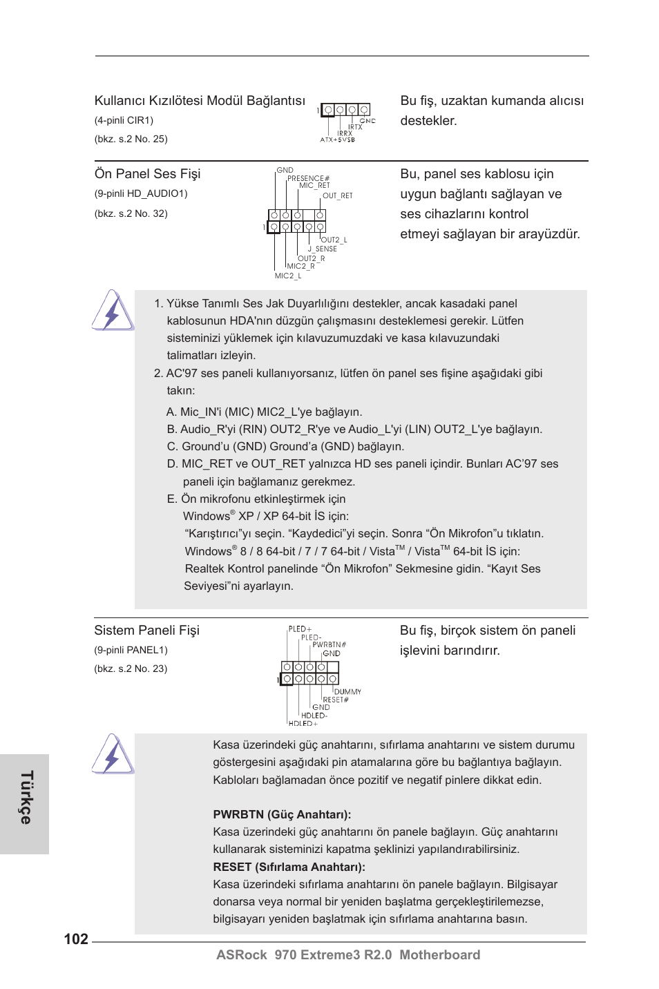 Türkçe | ASRock 970 Extreme3 R2.0 User Manual | Page 102 / 158