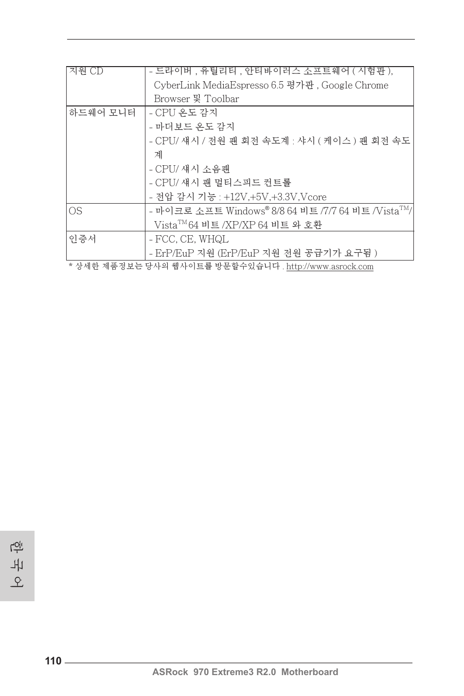 한 국 어 | ASRock 970 Extreme3 R2.0 User Manual | Page 110 / 158