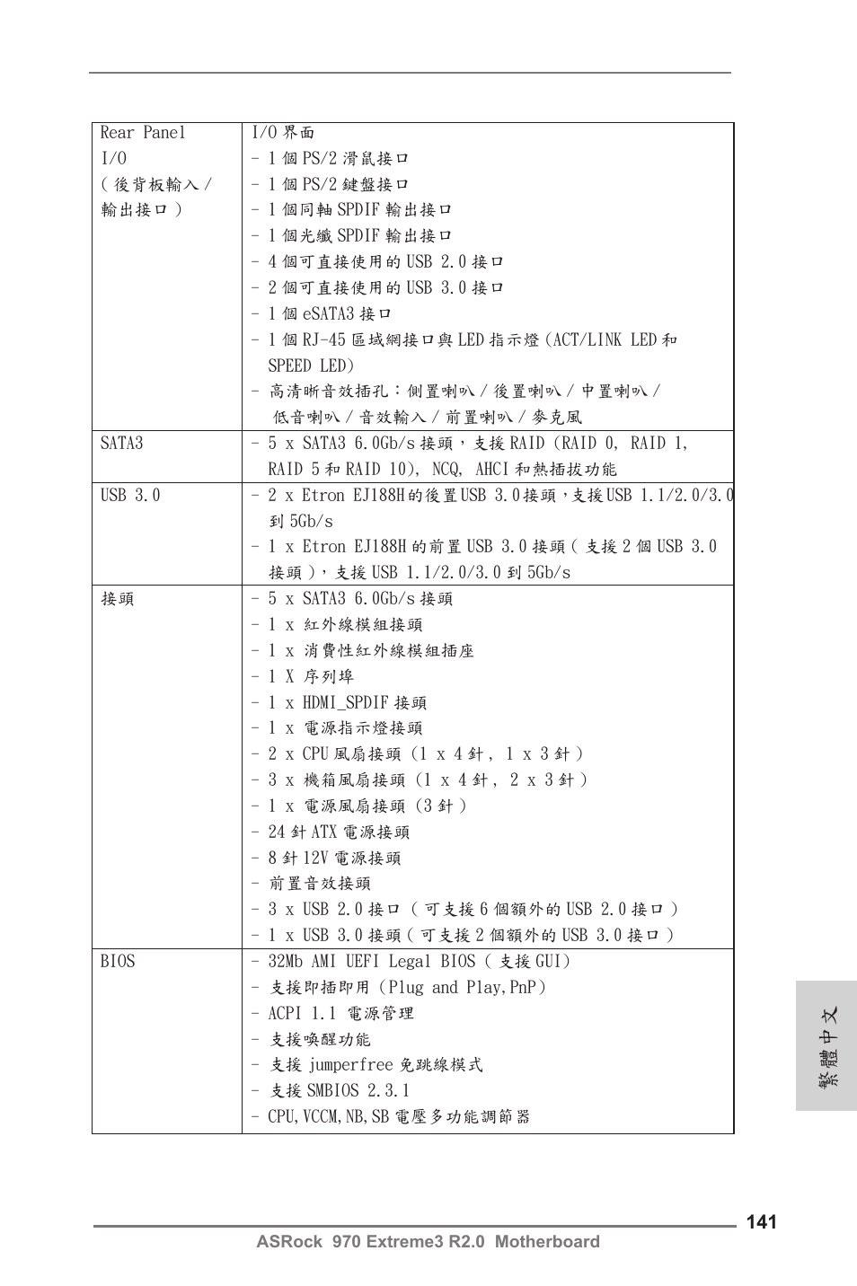 繁體中文 | ASRock 970 Extreme3 R2.0 User Manual | Page 141 / 158