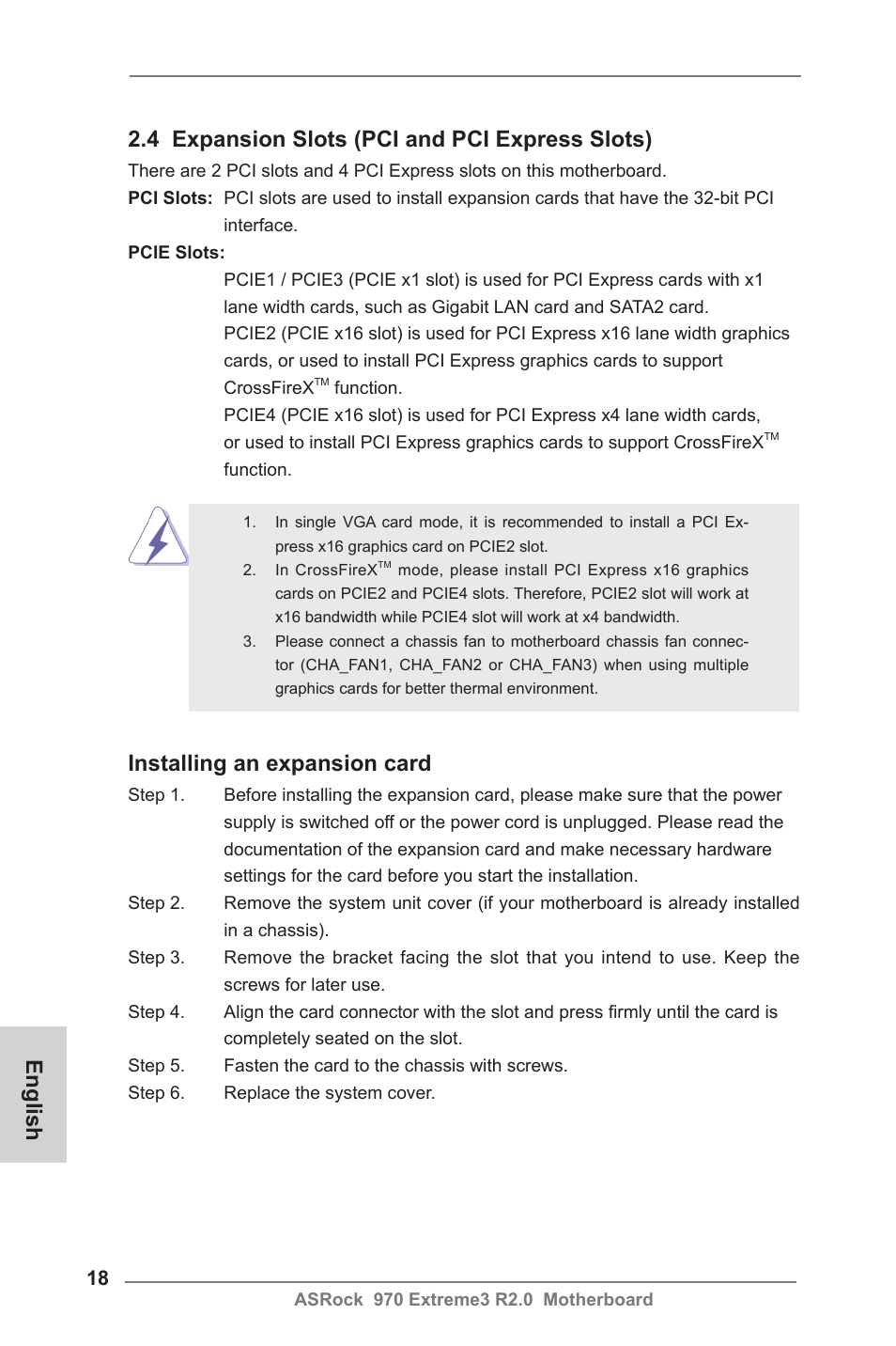 Installing an expansion card | ASRock 970 Extreme3 R2.0 User Manual | Page 18 / 158