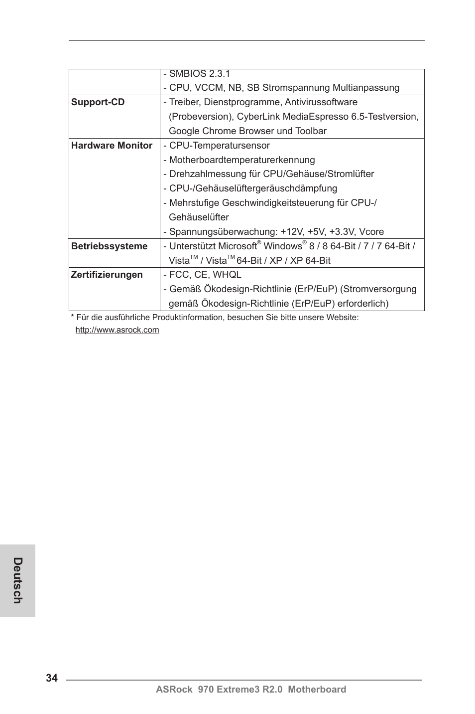 Deutsch | ASRock 970 Extreme3 R2.0 User Manual | Page 34 / 158