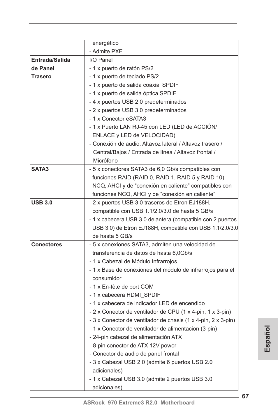 Español | ASRock 970 Extreme3 R2.0 User Manual | Page 67 / 158