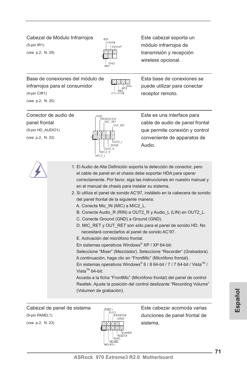 Español | ASRock 970 Extreme3 R2.0 User Manual | Page 71 / 158