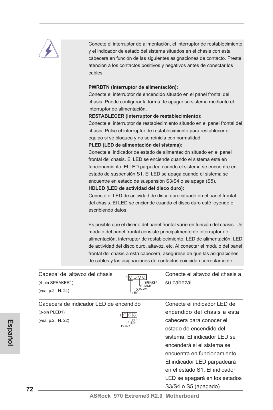 Español | ASRock 970 Extreme3 R2.0 User Manual | Page 72 / 158