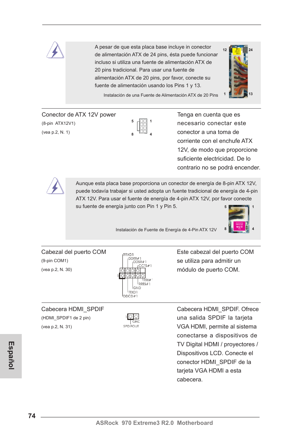 Español | ASRock 970 Extreme3 R2.0 User Manual | Page 74 / 158