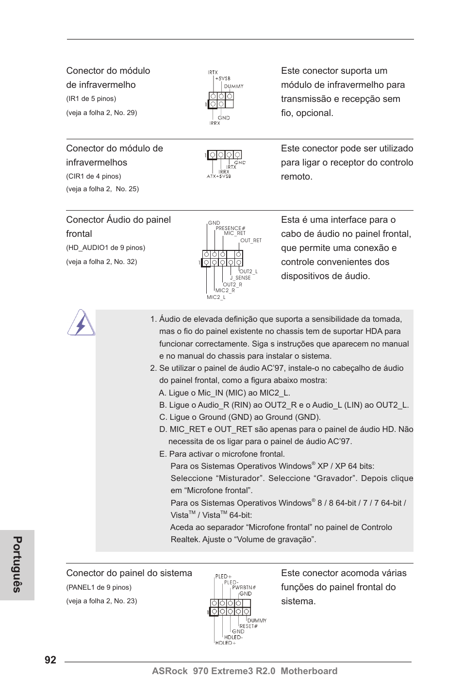 Português | ASRock 970 Extreme3 R2.0 User Manual | Page 92 / 158