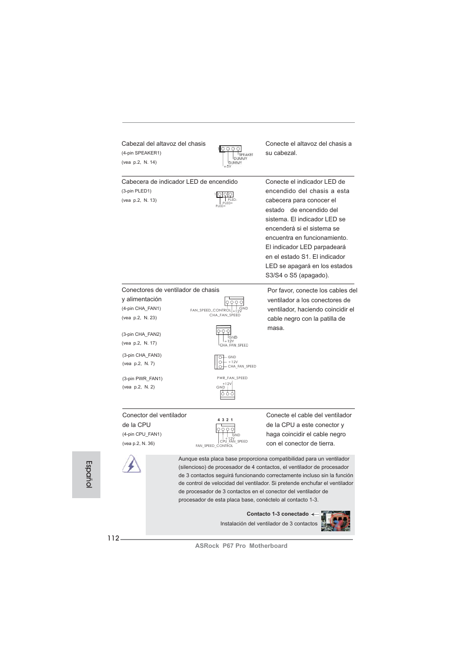 Español | ASRock P67 Pro User Manual | Page 112 / 245