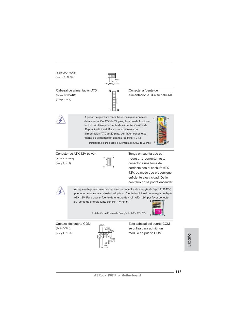 Español | ASRock P67 Pro User Manual | Page 113 / 245