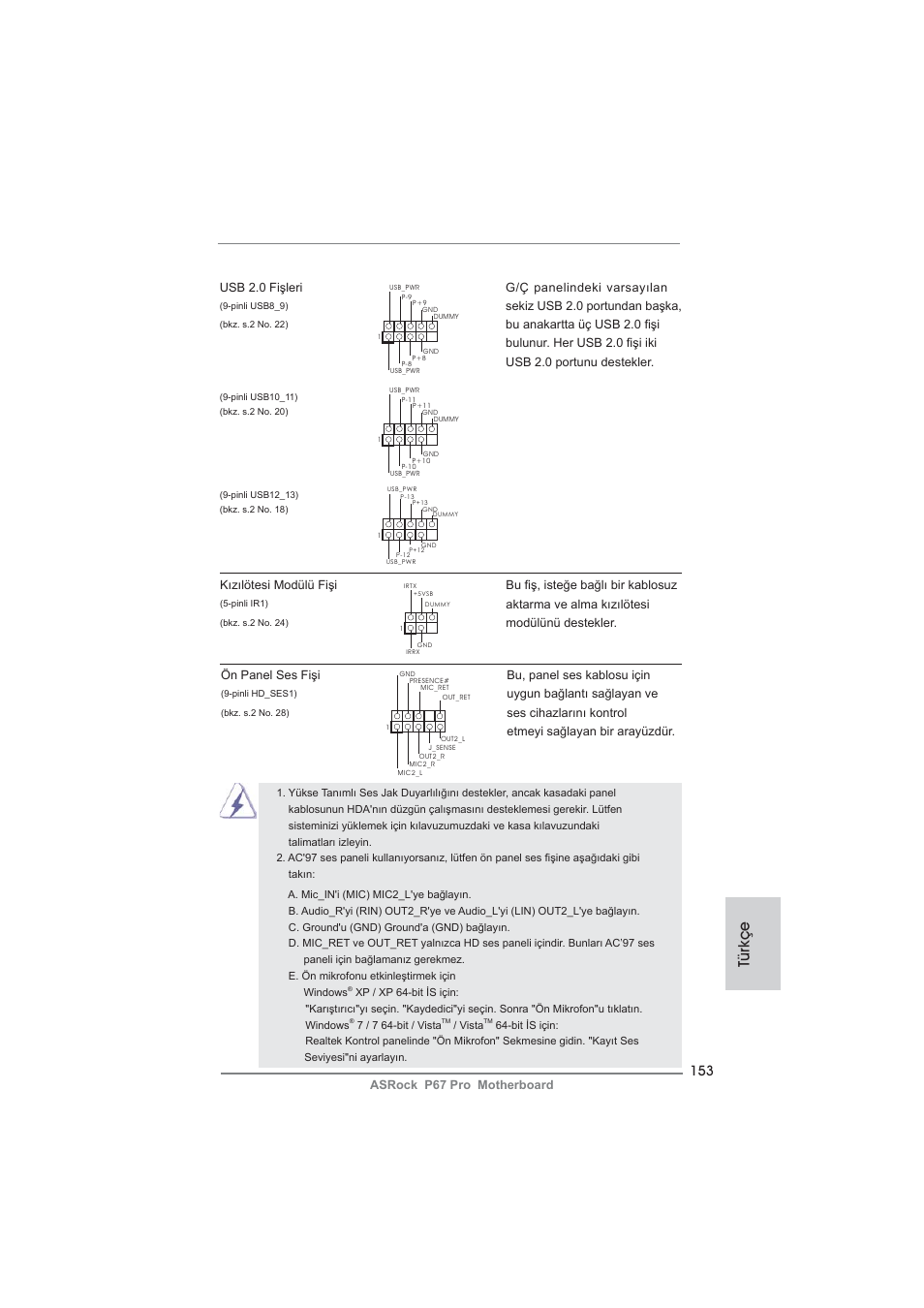 Türkçe | ASRock P67 Pro User Manual | Page 153 / 245