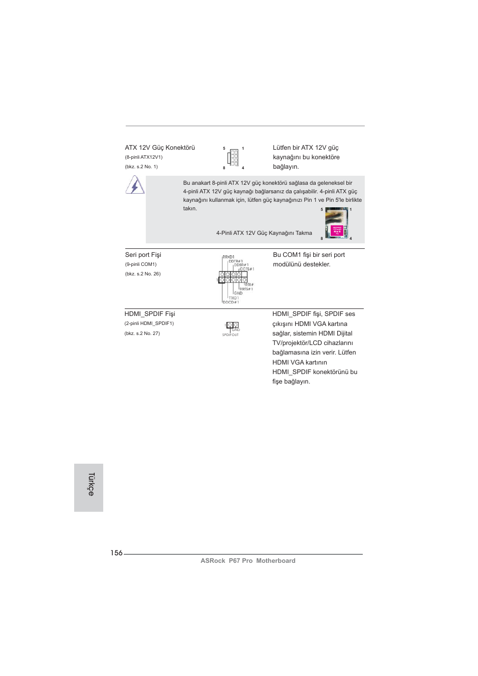 Türkçe | ASRock P67 Pro User Manual | Page 156 / 245