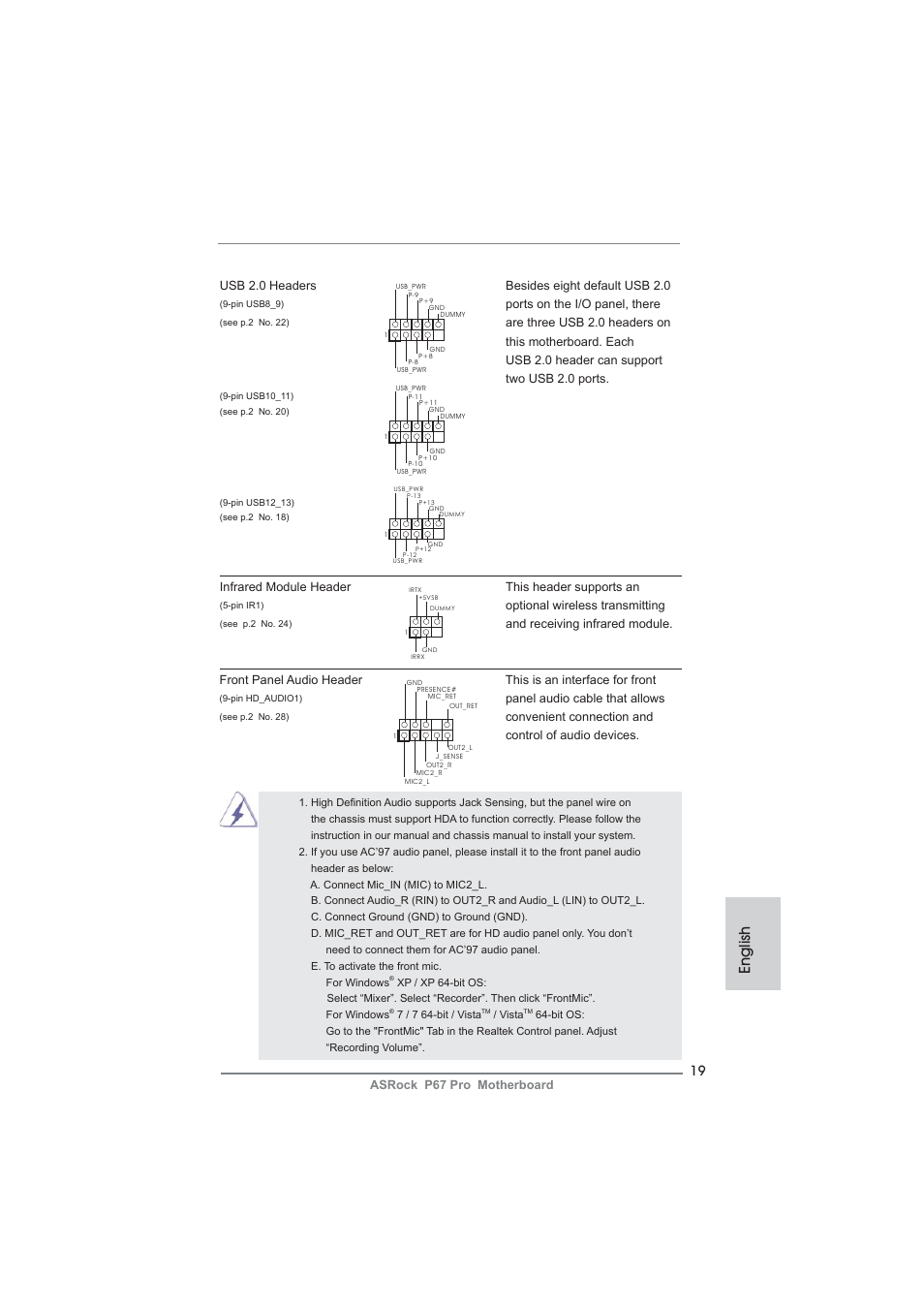 English | ASRock P67 Pro User Manual | Page 19 / 245