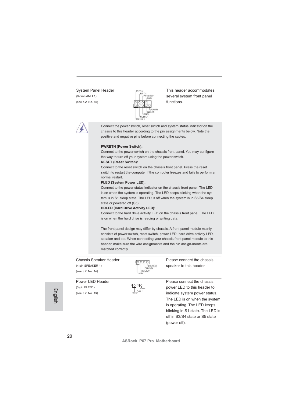 English | ASRock P67 Pro User Manual | Page 20 / 245