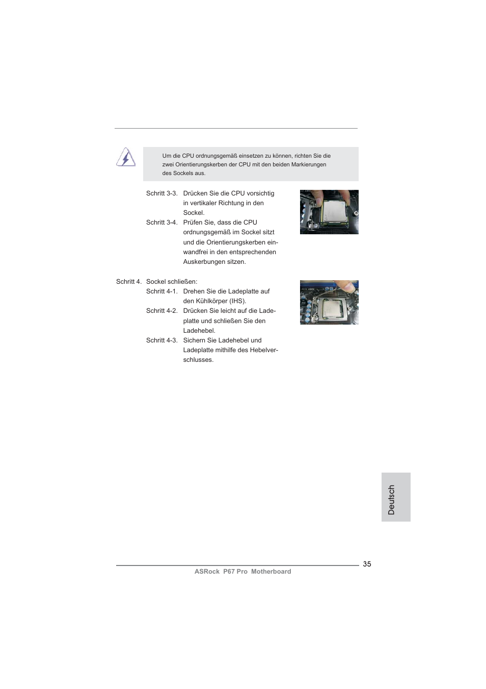 Deutsch | ASRock P67 Pro User Manual | Page 35 / 245