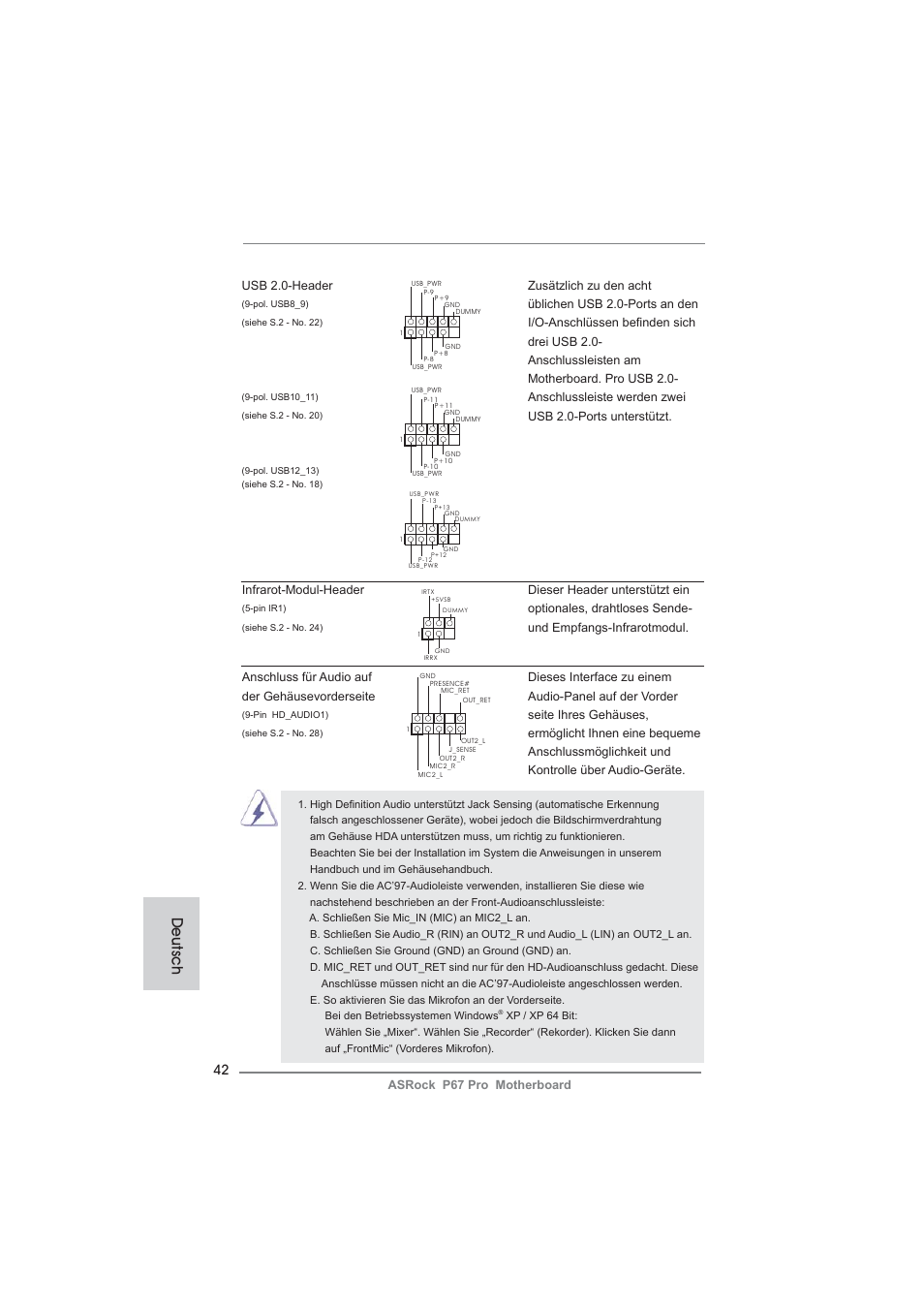 Deutsch | ASRock P67 Pro User Manual | Page 42 / 245