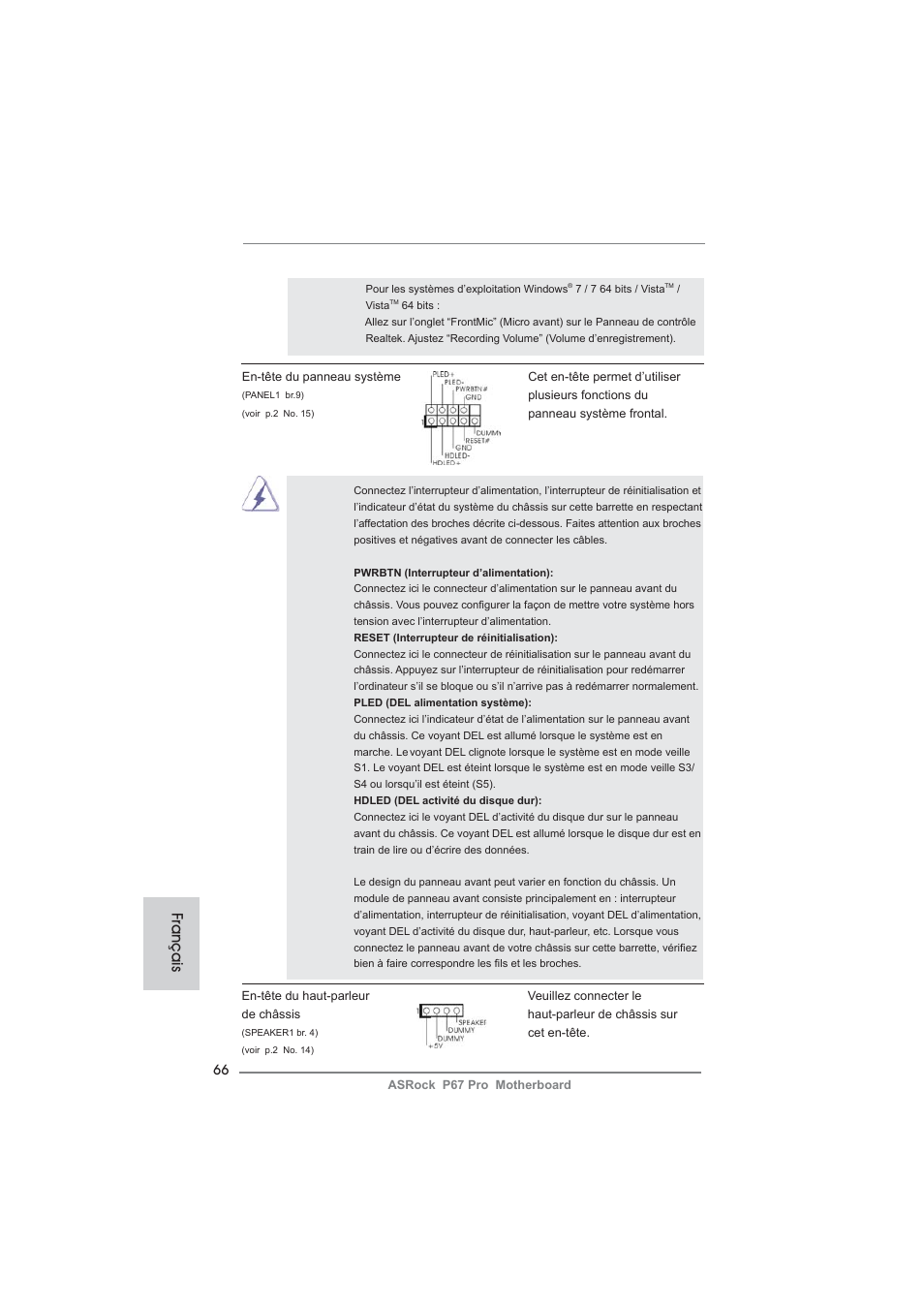 Français | ASRock P67 Pro User Manual | Page 66 / 245