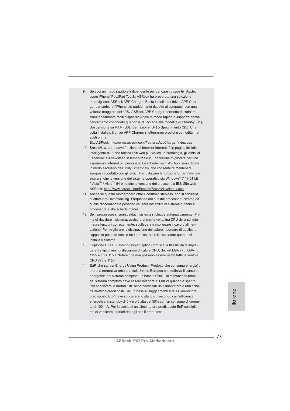 Italiano | ASRock P67 Pro User Manual | Page 77 / 245