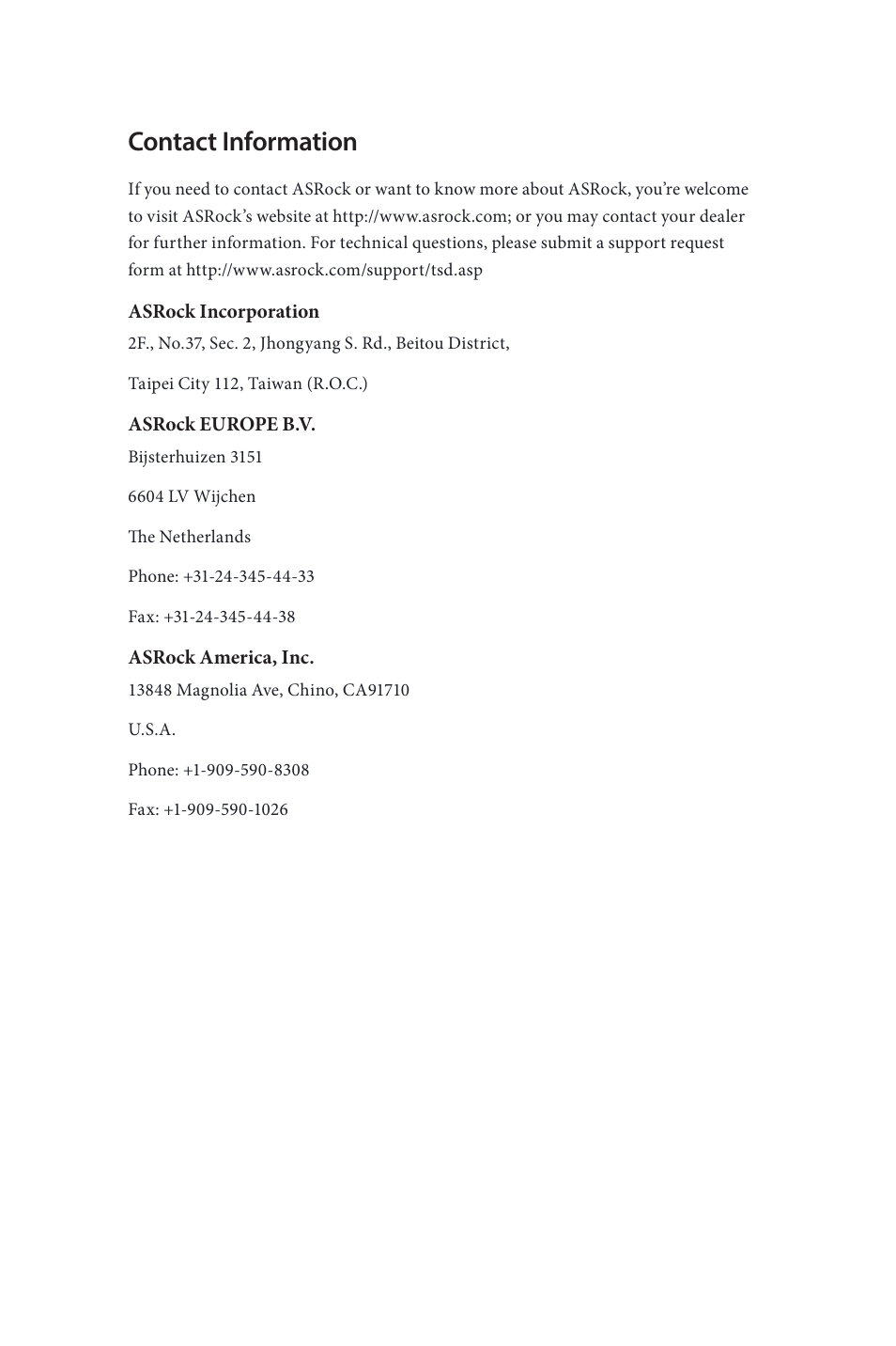 Contact information | ASRock B85M-ITX User Manual | Page 158 / 159