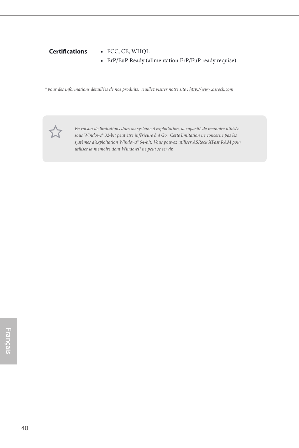 Fr ançais français | ASRock B85M-ITX User Manual | Page 41 / 159