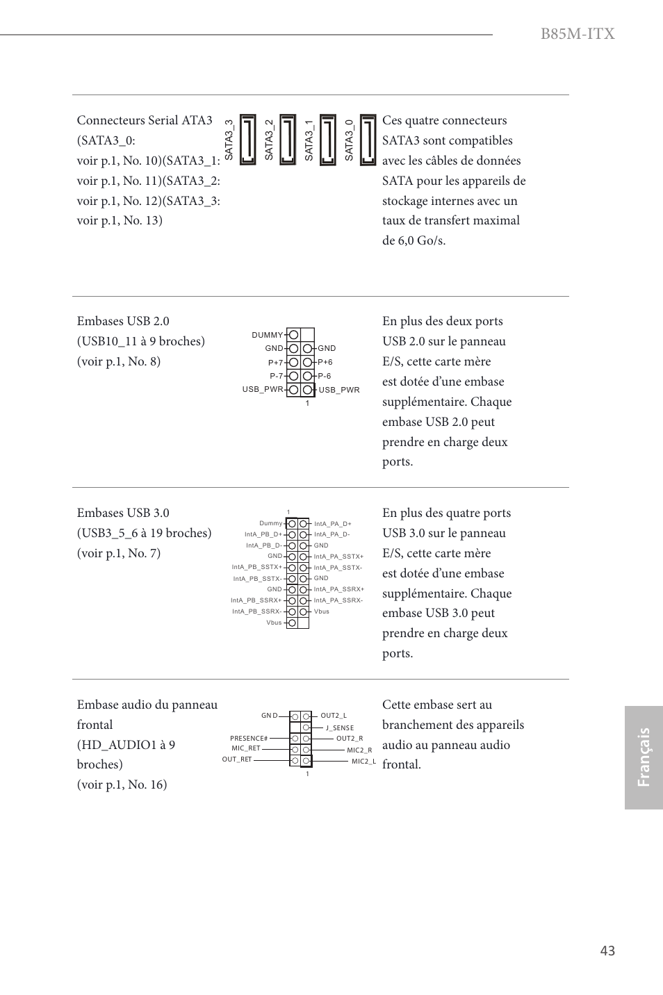 B85m-itx, Fr ançais français | ASRock B85M-ITX User Manual | Page 44 / 159