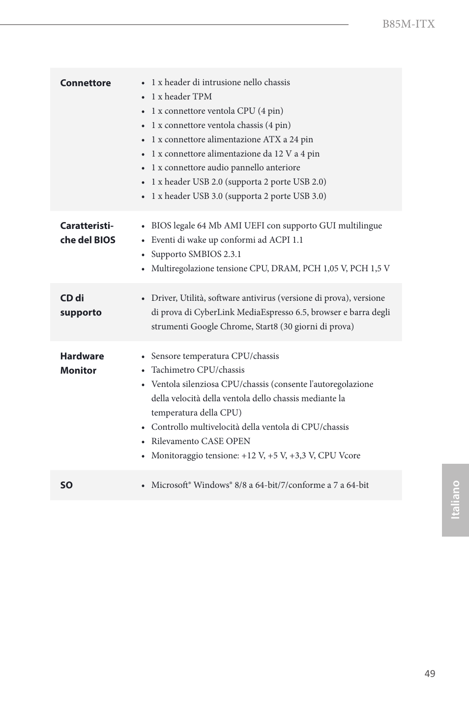 B85m-itx, Italiano | ASRock B85M-ITX User Manual | Page 50 / 159