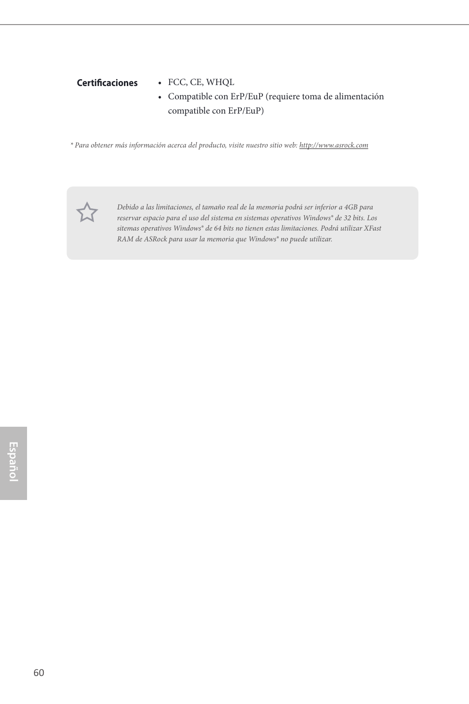 Español | ASRock B85M-ITX User Manual | Page 61 / 159