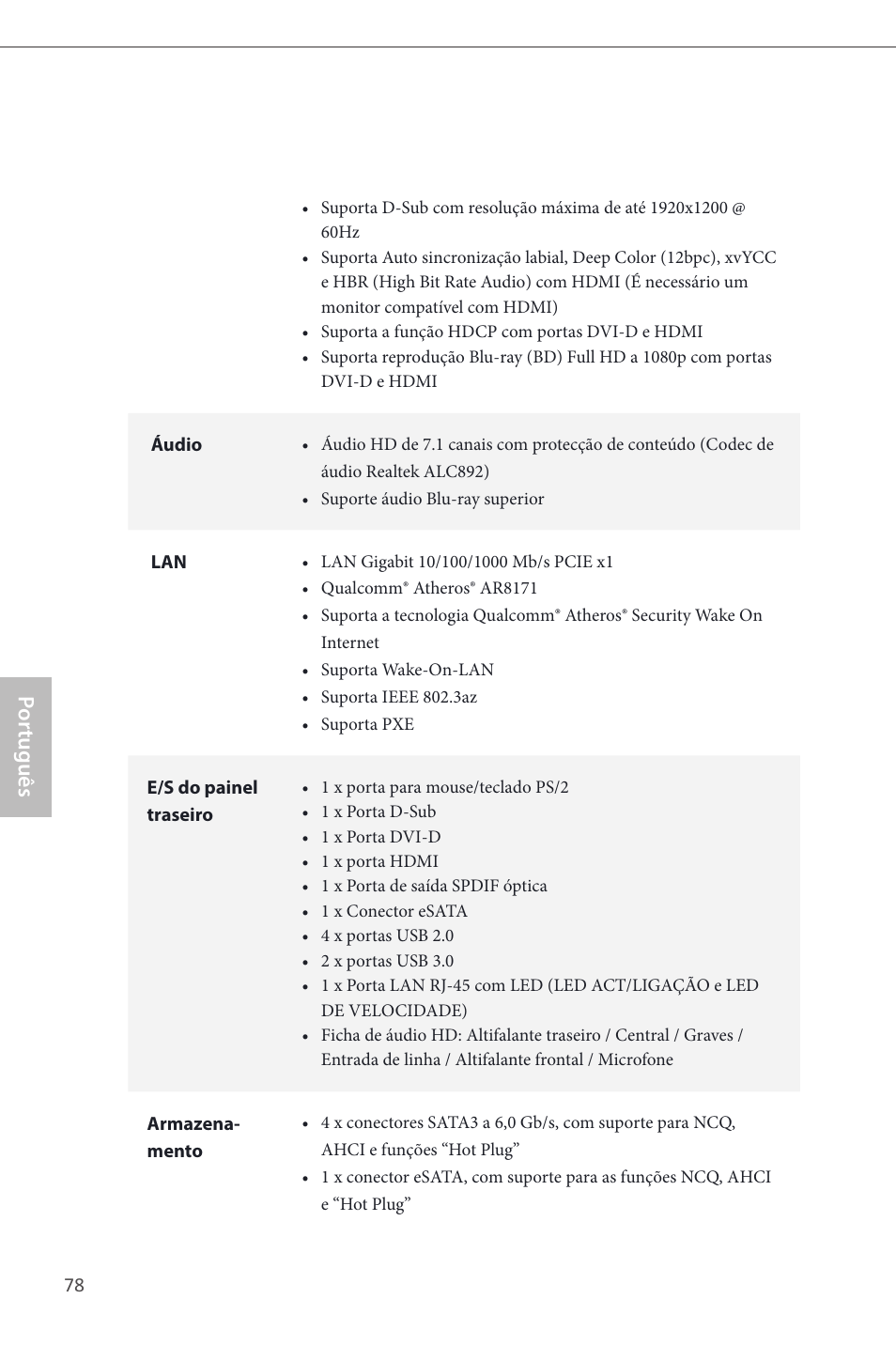 Por tuguês | ASRock B85M-ITX User Manual | Page 79 / 159