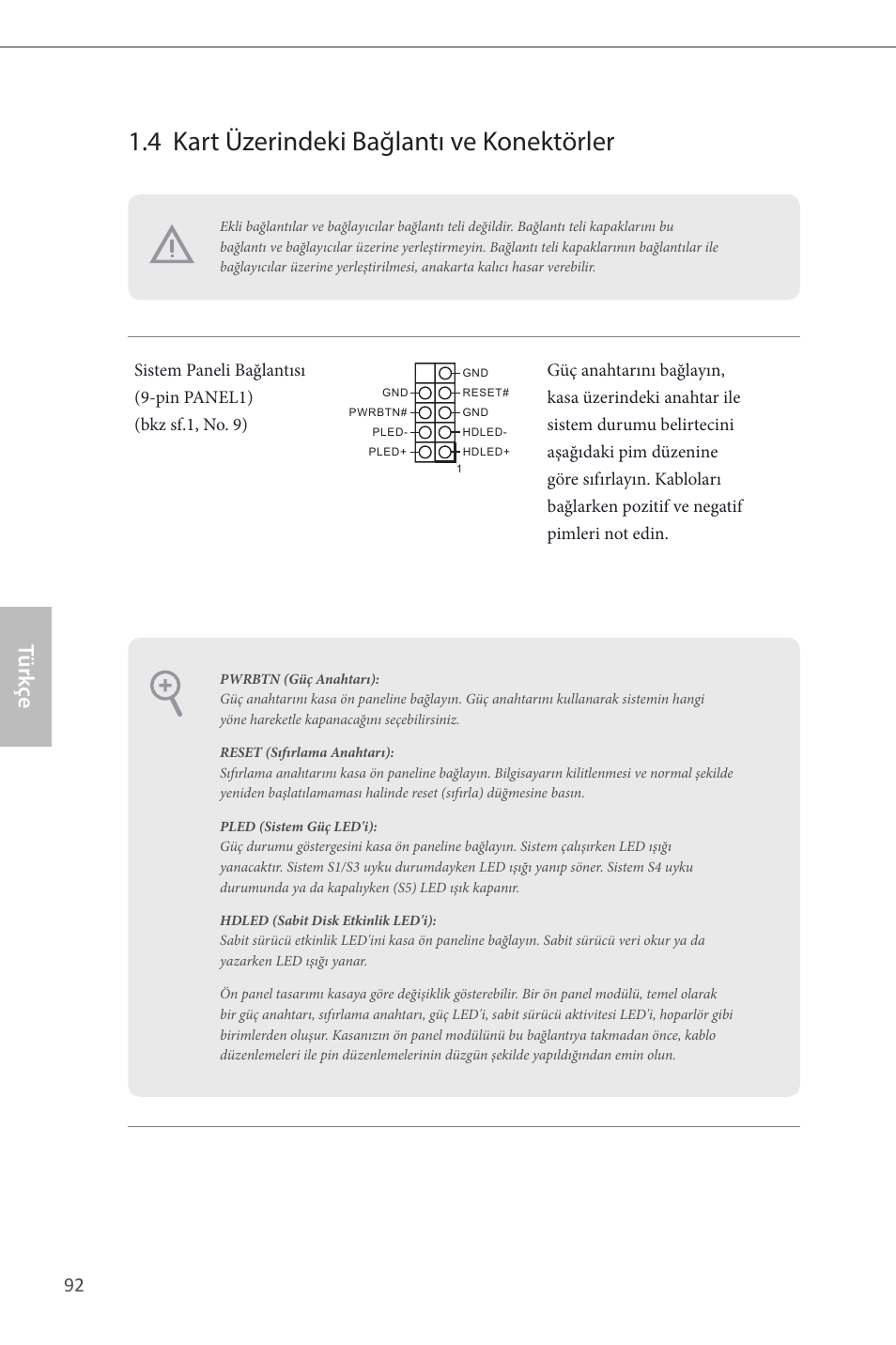 4 kart üzerindeki bağlantı ve konektörler, Türk çe | ASRock B85M-ITX User Manual | Page 93 / 159