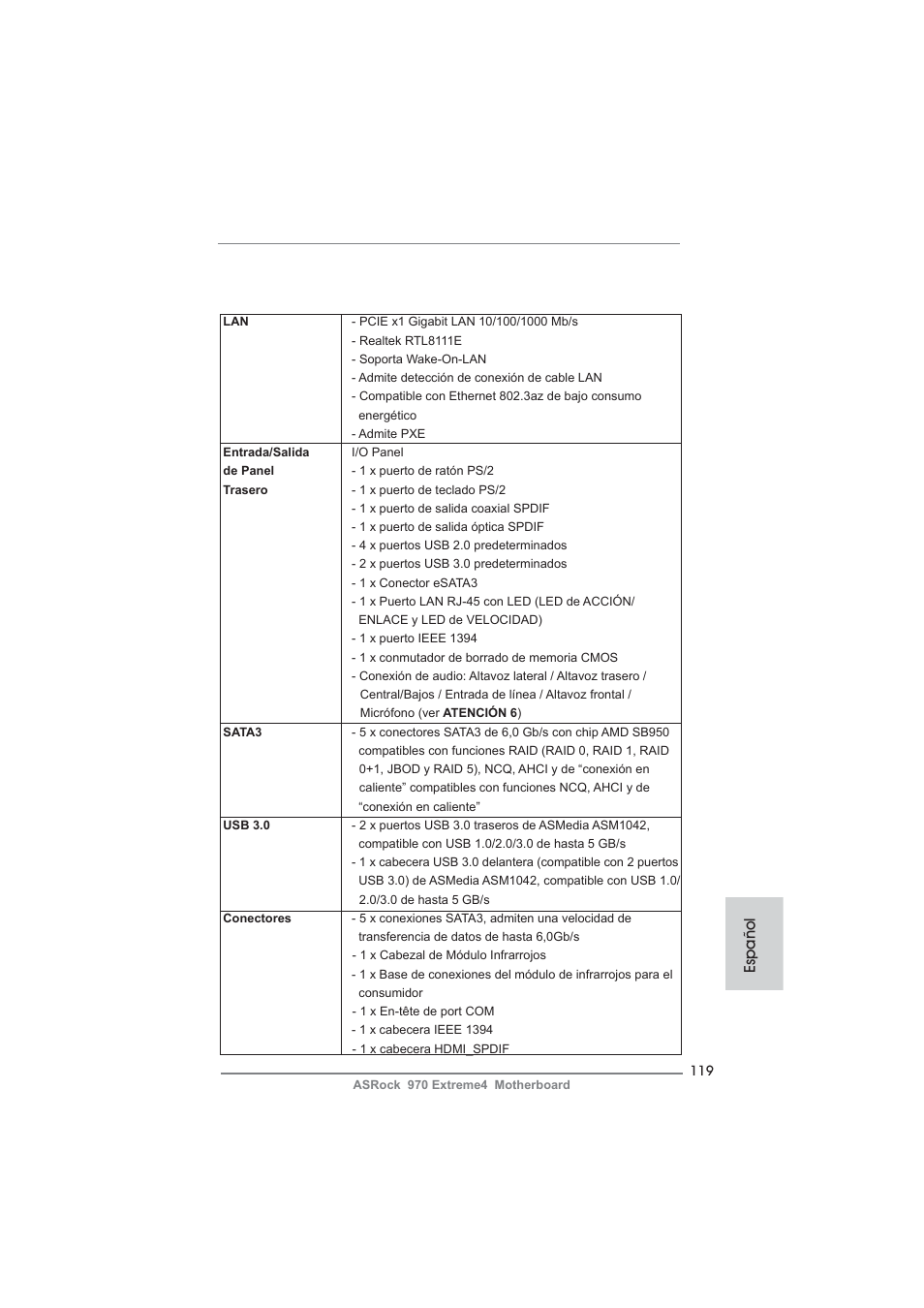 Español | ASRock 970 Extreme4 User Manual | Page 119 / 283