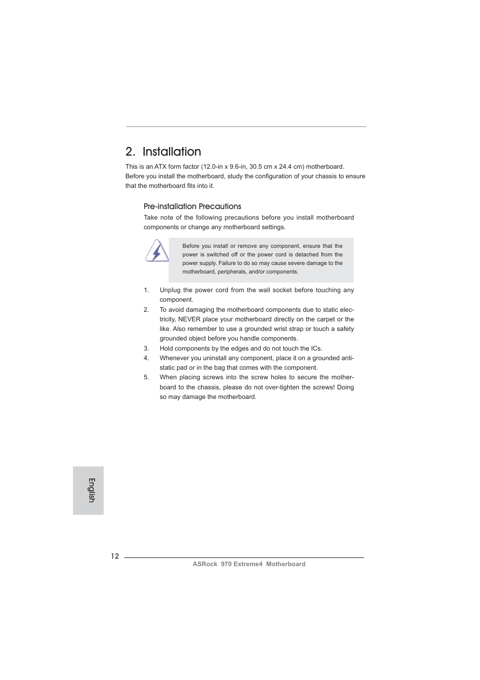 Installation | ASRock 970 Extreme4 User Manual | Page 12 / 283