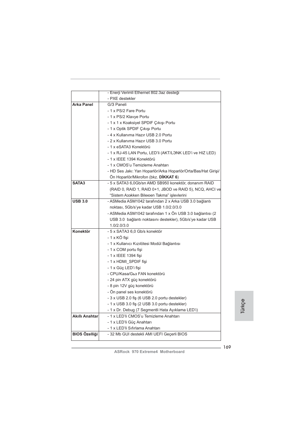 Türkçe | ASRock 970 Extreme4 User Manual | Page 169 / 283