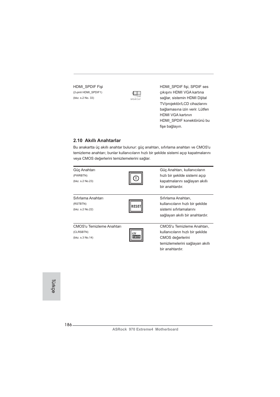 10 akıllı anahtarlar, Türkçe | ASRock 970 Extreme4 User Manual | Page 186 / 283