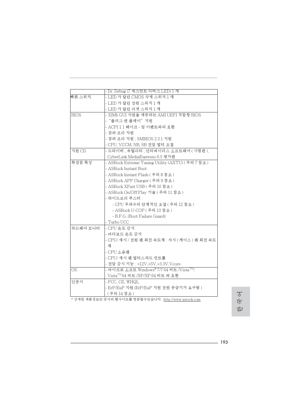 한 국 어 | ASRock 970 Extreme4 User Manual | Page 193 / 283