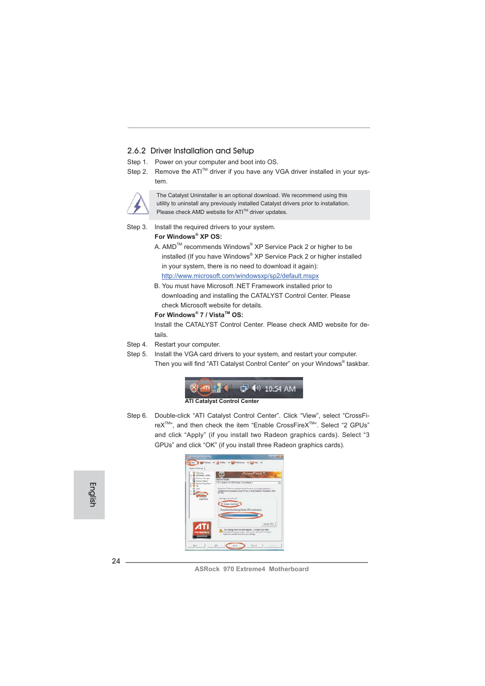 2 driver installation and setup, English | ASRock 970 Extreme4 User Manual | Page 24 / 283