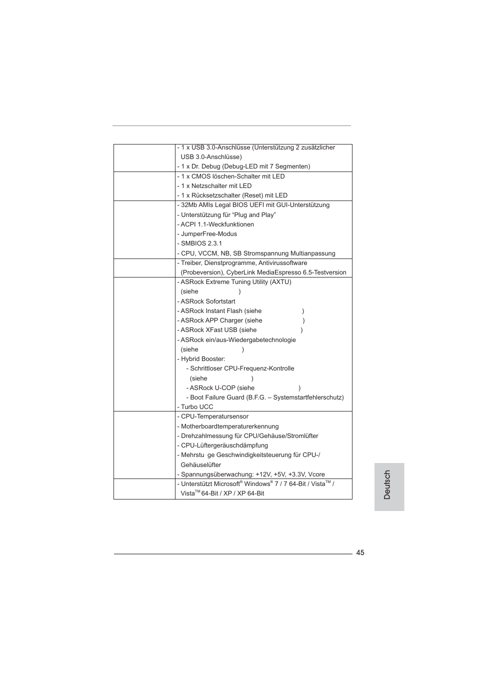 Deutsch | ASRock 970 Extreme4 User Manual | Page 45 / 283