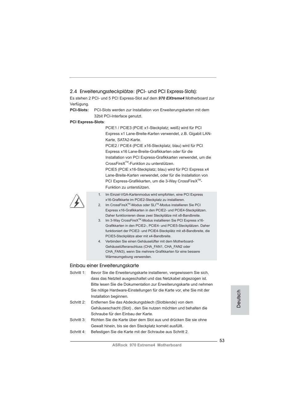 Einbau einer erweiterungskarte | ASRock 970 Extreme4 User Manual | Page 53 / 283