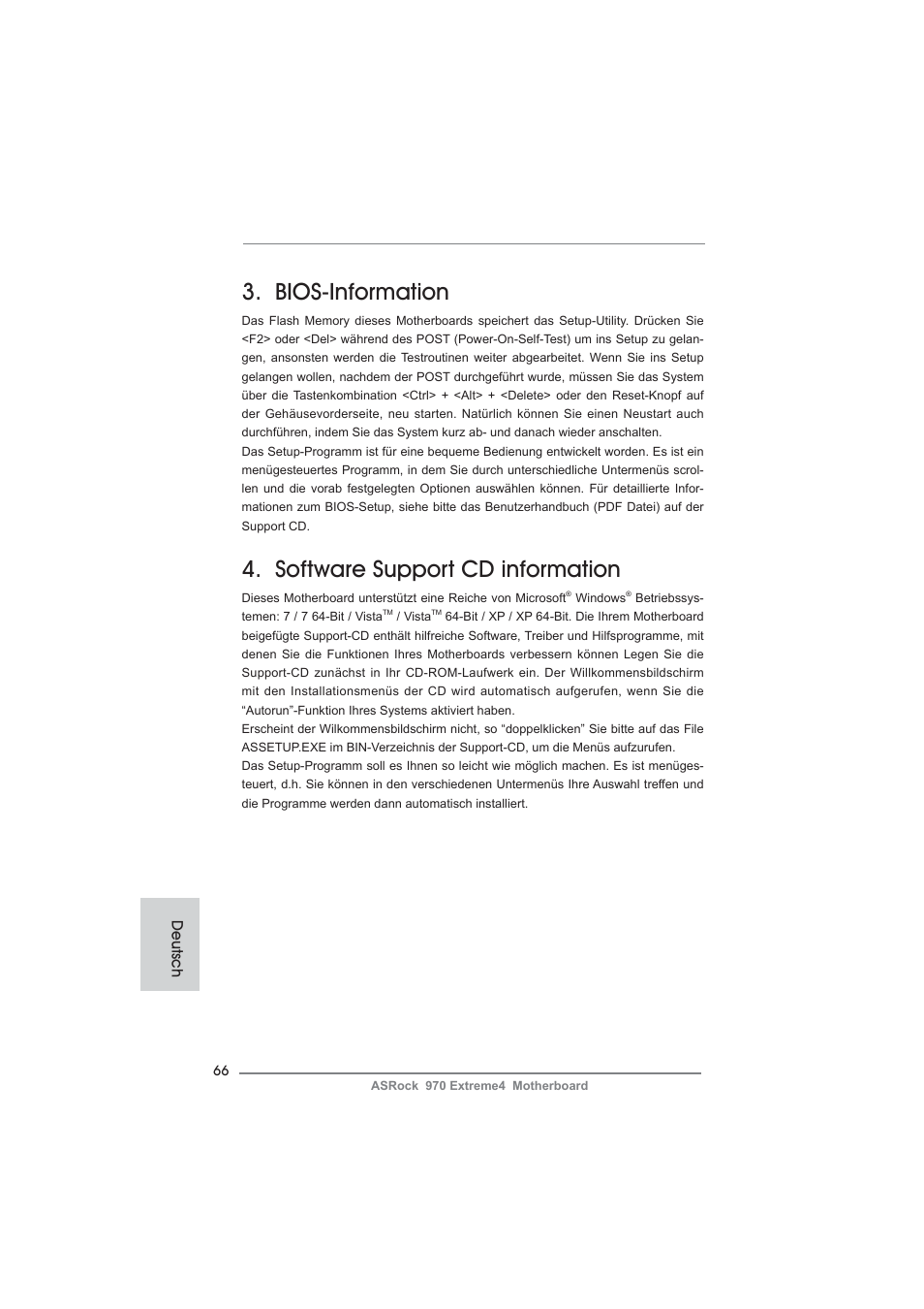 Bios-information, Software support cd information | ASRock 970 Extreme4 User Manual | Page 66 / 283