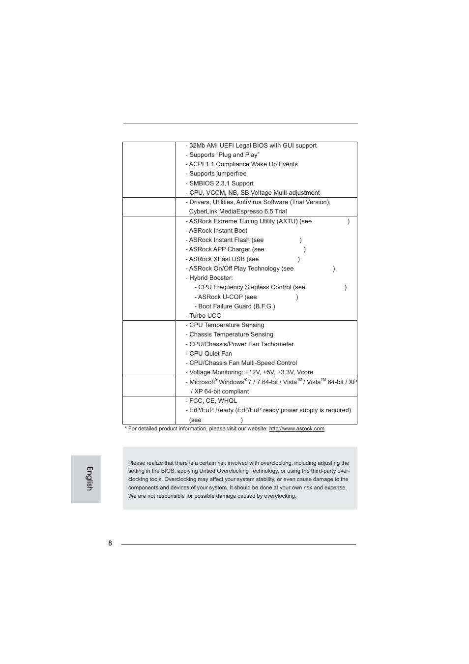 English | ASRock 970 Extreme4 User Manual | Page 8 / 283