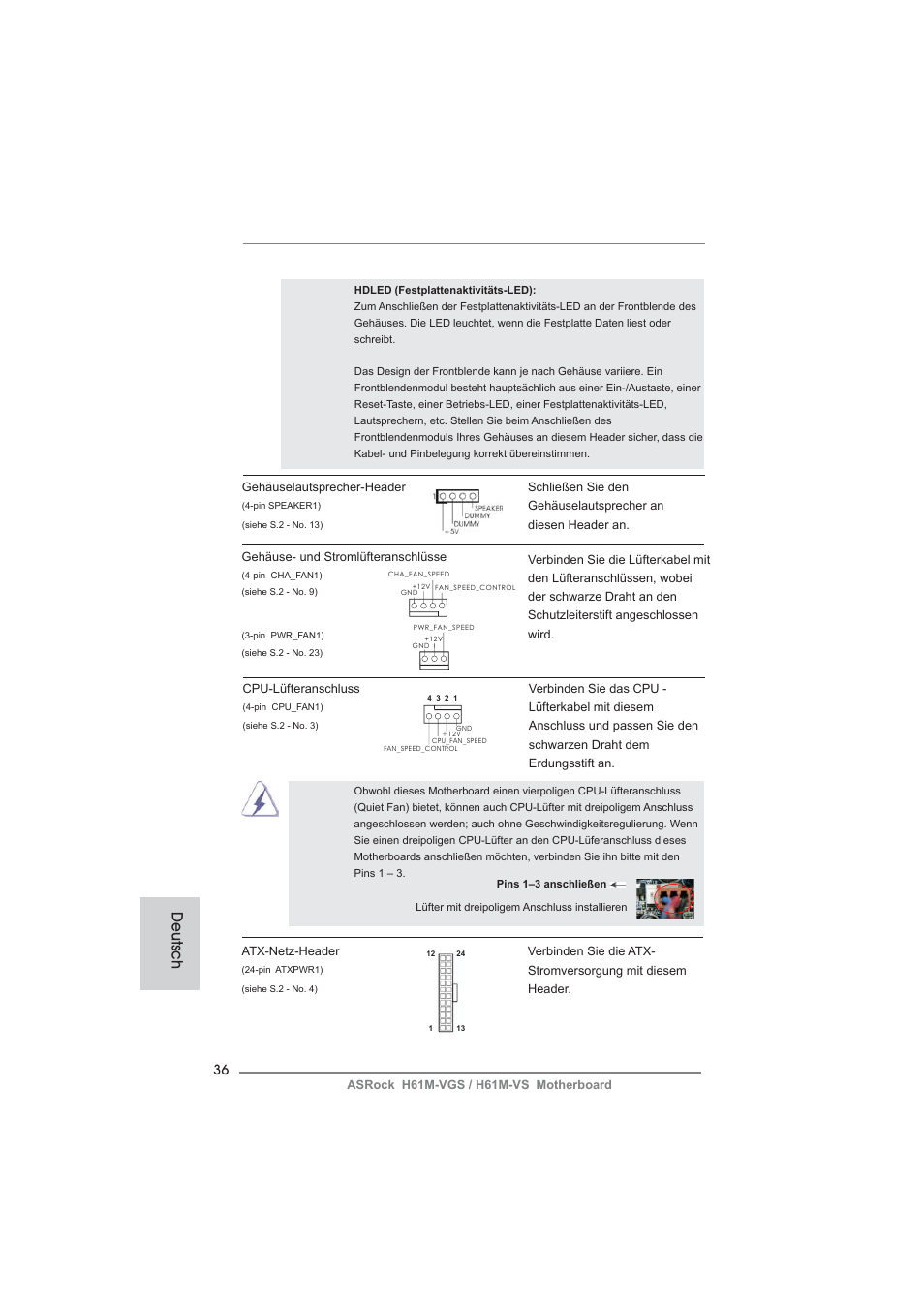 Deutsch | ASRock H61M-VS User Manual | Page 36 / 144