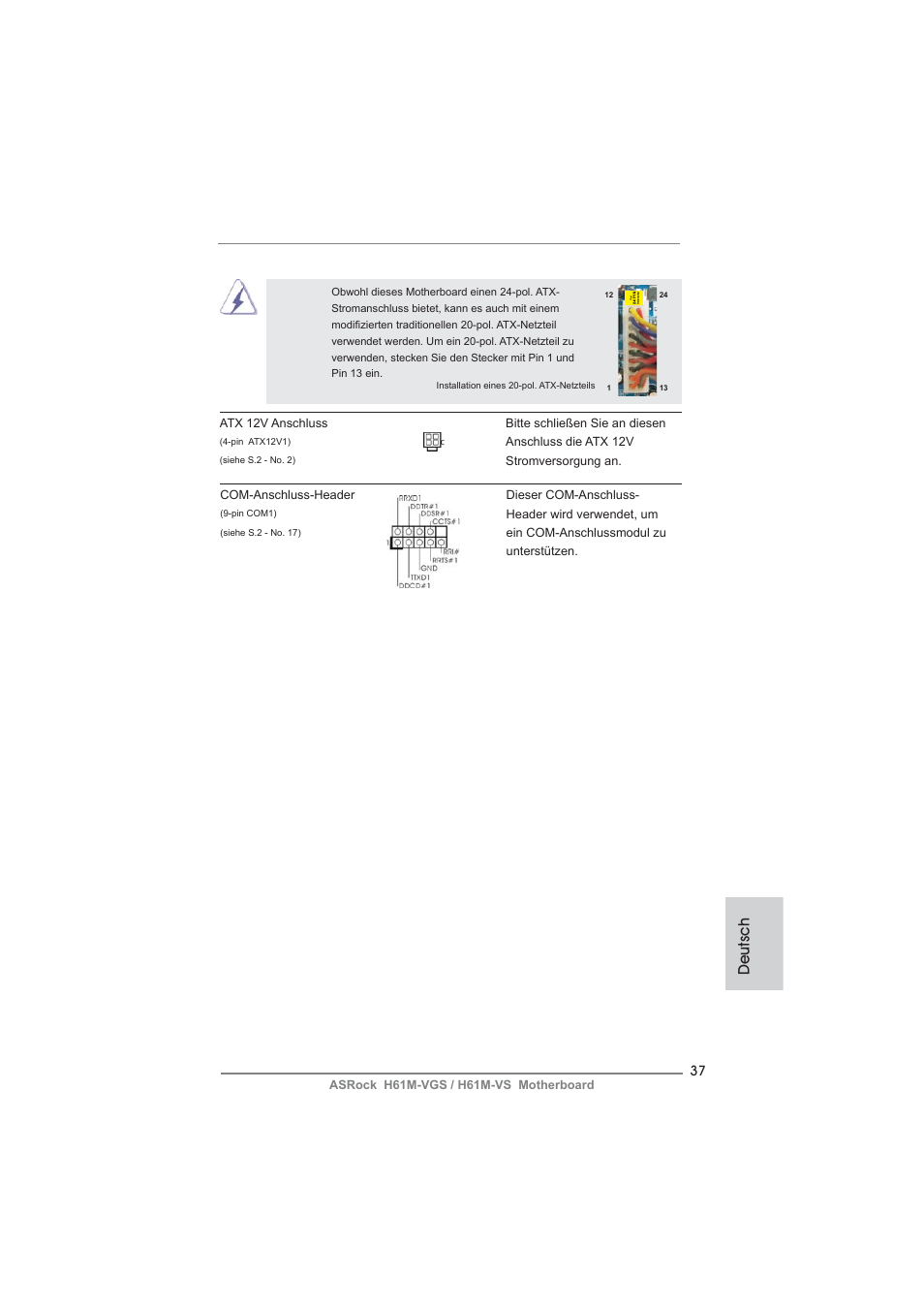 Deutsch | ASRock H61M-VS User Manual | Page 37 / 144