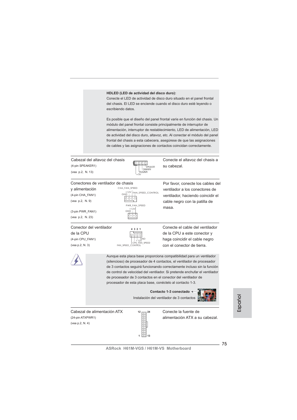 Español | ASRock H61M-VS User Manual | Page 75 / 144