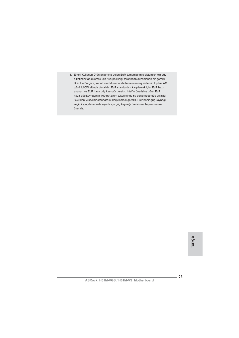 Türkçe | ASRock H61M-VS User Manual | Page 95 / 144