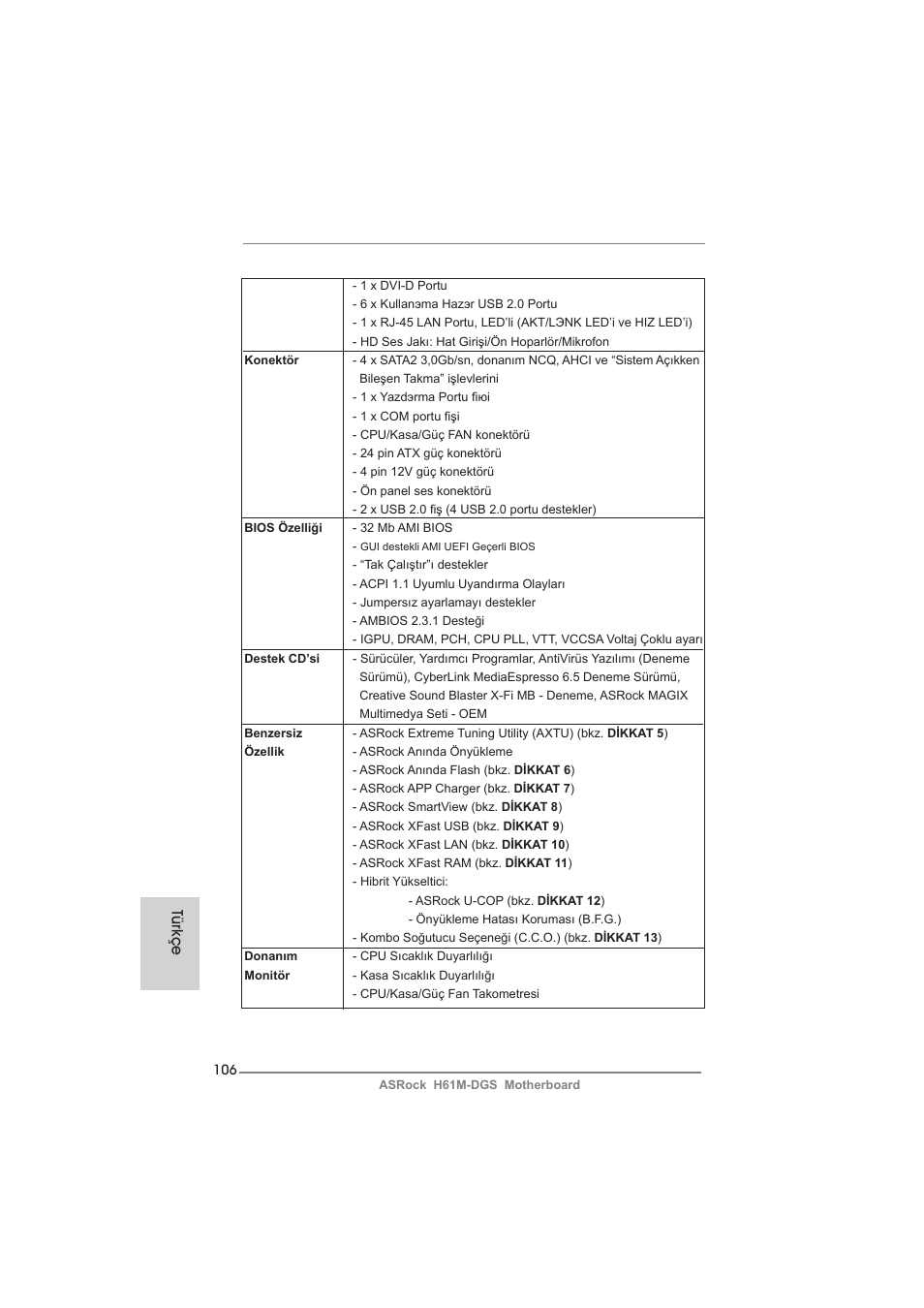 Türkçe | ASRock H61M-DGS User Manual | Page 106 / 165