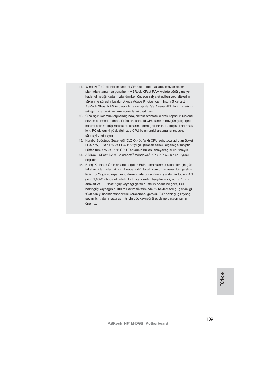 Türkçe | ASRock H61M-DGS User Manual | Page 109 / 165