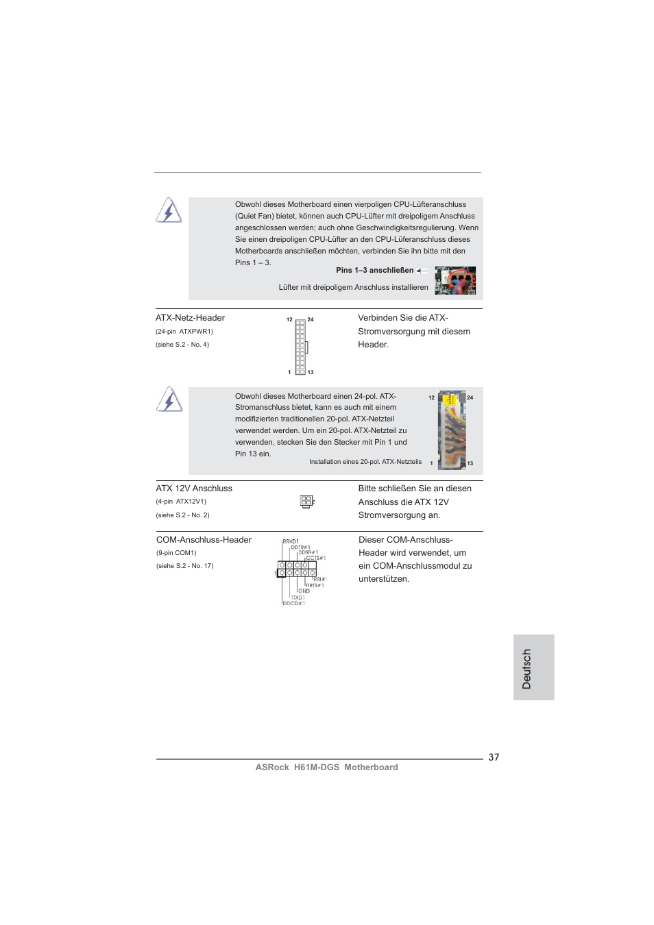 Deutsch | ASRock H61M-DGS User Manual | Page 37 / 165